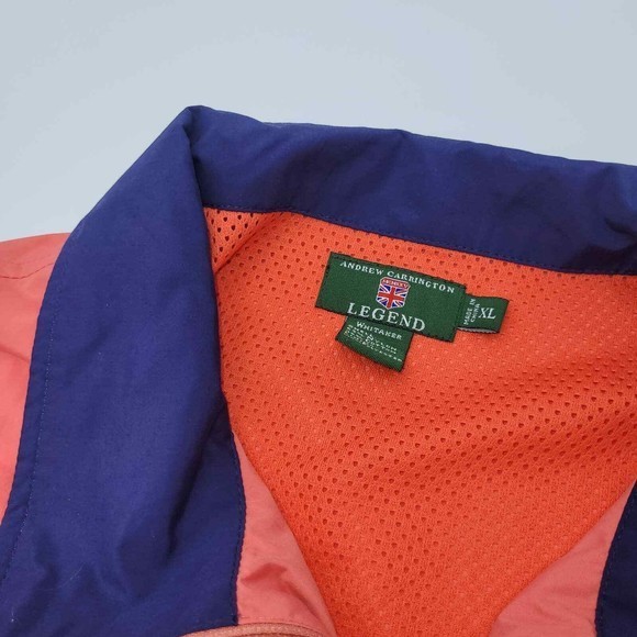 Andrew Carrington Pullover Windbreaker Size XL Salmon and Blue - Picture 2 of 4